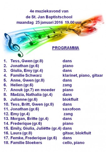 2016 PROGRAMMA muziekavond